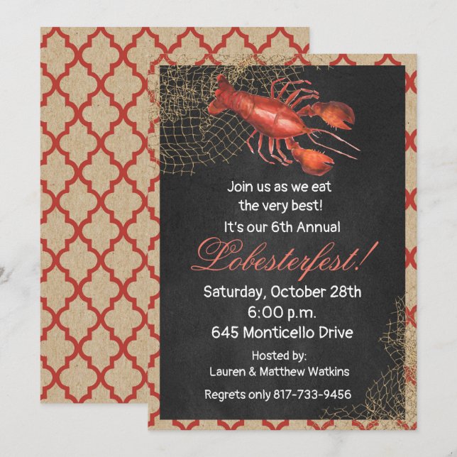 Inbjudan till Lobster Seafood Boil Party (Fram/baksida)