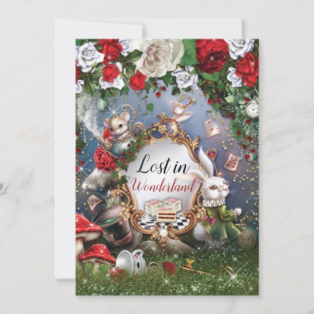 Inbjudan till Lost in Wonderland-fest (Framsida)