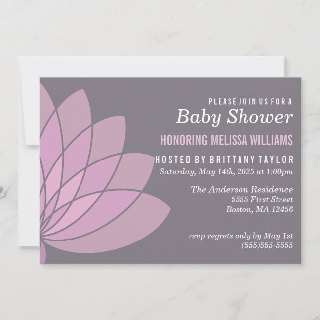 Inbjudan till Lotus Flower Baby Shower (Framsida)