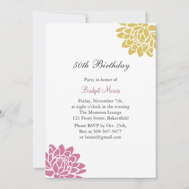 Inbjudan till Lotus Flower Birthday (Framsida)