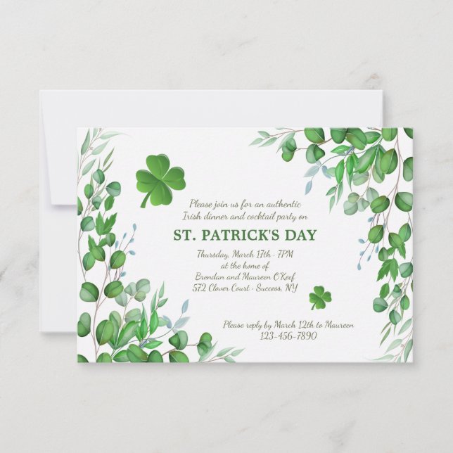 Inbjudan till löv accents St. Patrick-Day (Framsida)