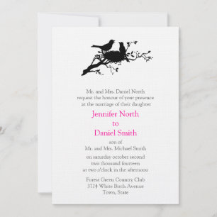 Inbjudan till love birds Nest Silhouette Wedding