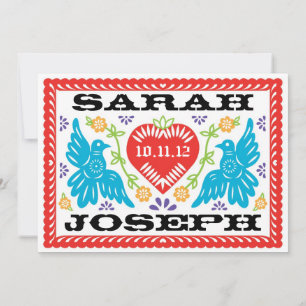 Inbjudan till love birds Papel Picado Wedding