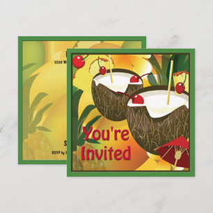 Inbjudan till Luau Coconut Drinks Party Party