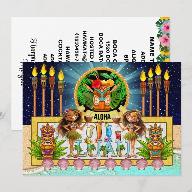 Inbjudan till Luau - Se baksidan (Fram/baksida)