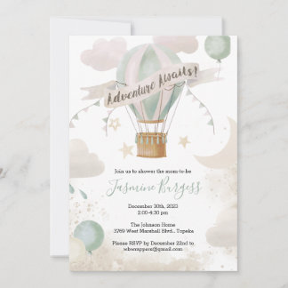 Inbjudan till luftballong Äventyr Baby Shower