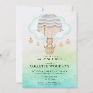 Inbjudan till luftballong Bear Baby Shower