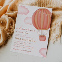 Inbjudan till luftballong Girl Baby Shower