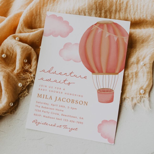 Inbjudan till luftballong Girl Baby Shower (Skapare uppladdad)