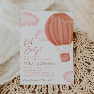 Inbjudan till luftballong Girl Baby Shower