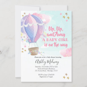 Inbjudan till luftballong Girl Baby Shower