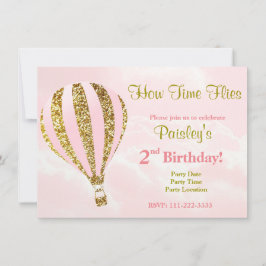 Inbjudan till luftballong i rosa och guld