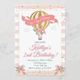 Inbjudan till luftballong på födelsedagen, upp och