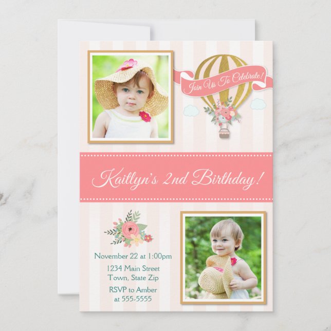 Inbjudan till Luftballong på födelsedagen, uppåt o (Framsida)