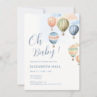 Inbjudan till Luftballong Pojke Baby Shower
