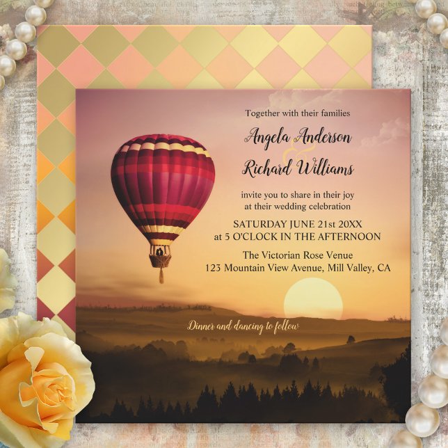 Inbjudan till luftballong Sunset Wedding (Skapare uppladdad)