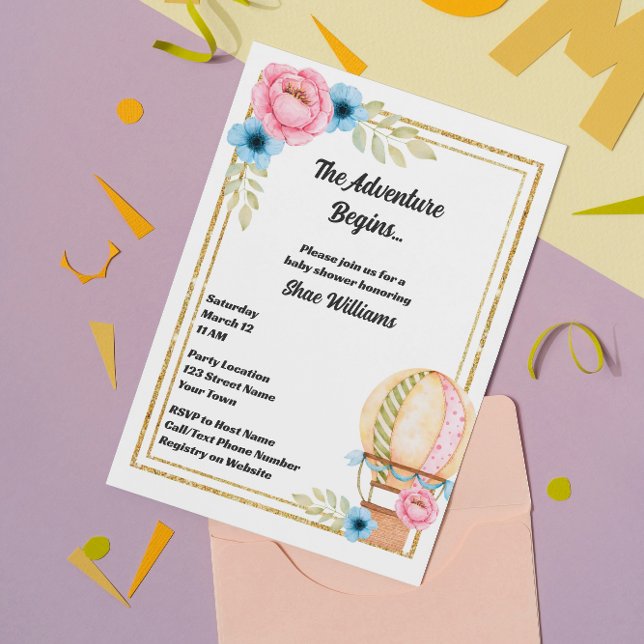 Inbjudan till luftballongens babyvisningsprogram (Skapare uppladdad)