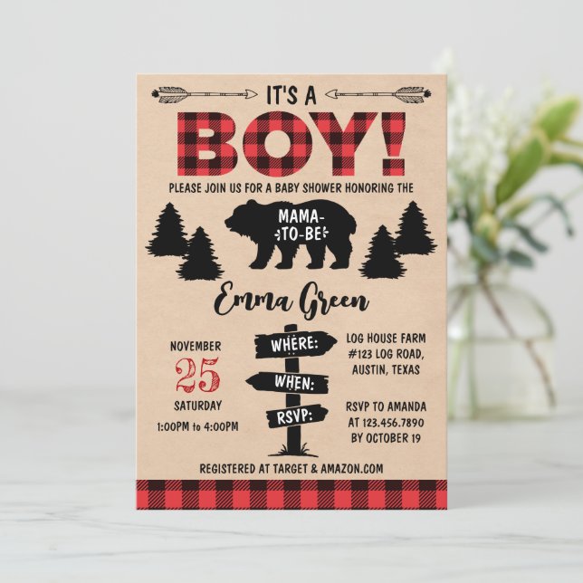 Inbjudan till Lumberjack Baby Shower (Stående Fram)