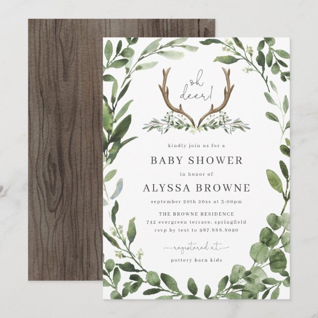 Inbjudan till Lumberjack Hjort Baby Shower (Fram/baksida)