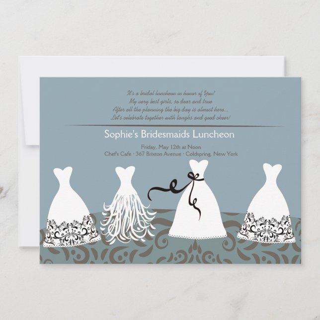 Inbjudan till Lunch Blue Background i Bridesmaid (Framsida)