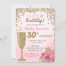 Inbjudan till Lunch och Bubly Birthday Glitter