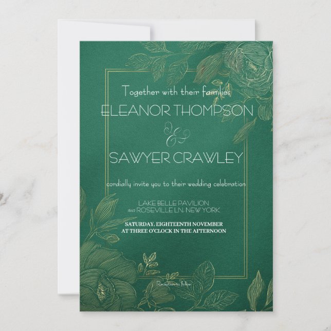 Inbjudan till Lush Grönt Garden Wedding (Framsida)