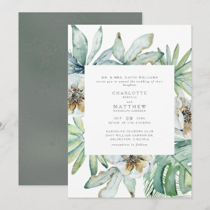 Inbjudan till Lush Tropical Foliage Sage Wedding