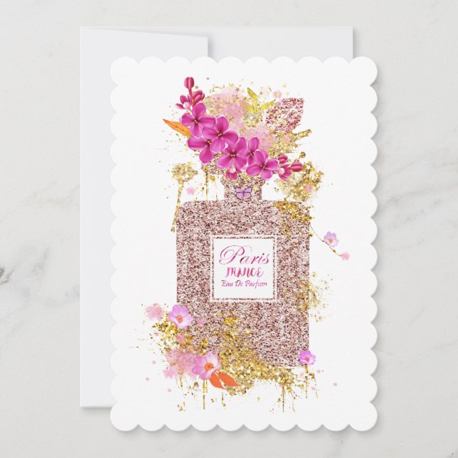 Inbjudan till Luxys Elegant Rosa Glitter Parfym (Framsida)