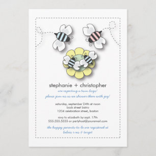 Inbjudan till Lycklig Bee Family Twin Boys Baby Sh