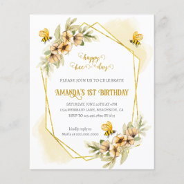 Inbjudan till Lycklig-bidagars vattenfärgsfödelsed Flygblad