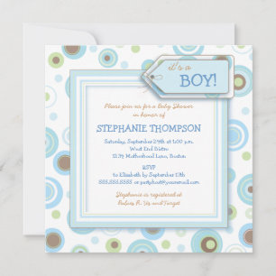 Inbjudan till Lycklig Blue Dots Boy Baby Shower
