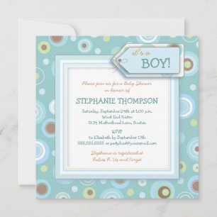 Inbjudan till lycklig Blue Dots Boy Baby Shower
