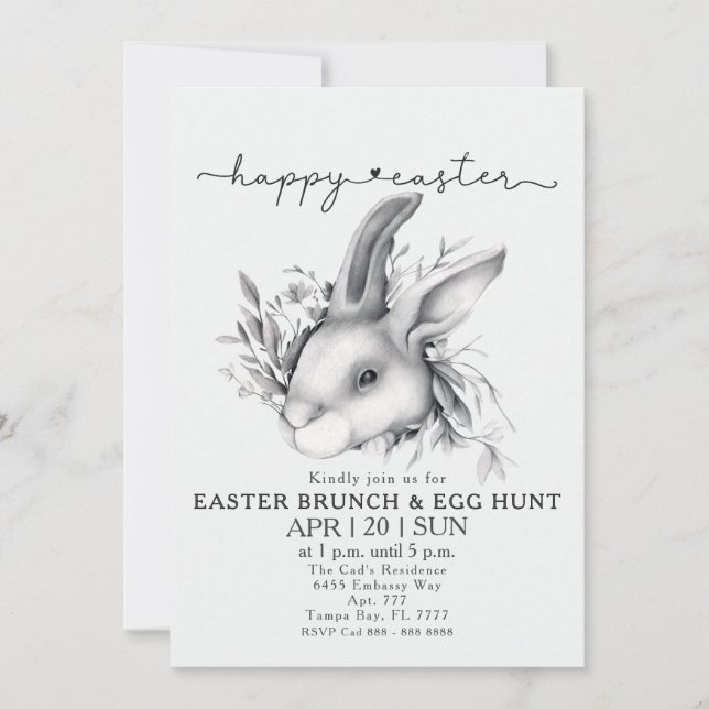 Inbjudan till lycklig Bunny Påsk Brunch & Egg Hunt (Framsida)