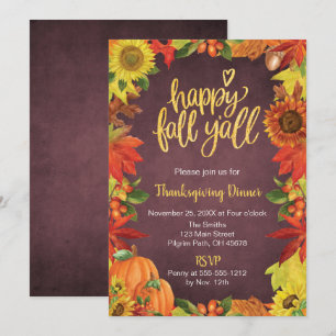 Inbjudan till Lycklig Fall Y Thanksgiving Middag