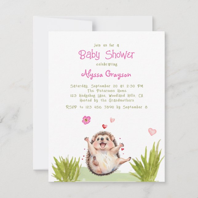 Inbjudan till lycklig Garden Party Hedgehog Baby S (Framsida)