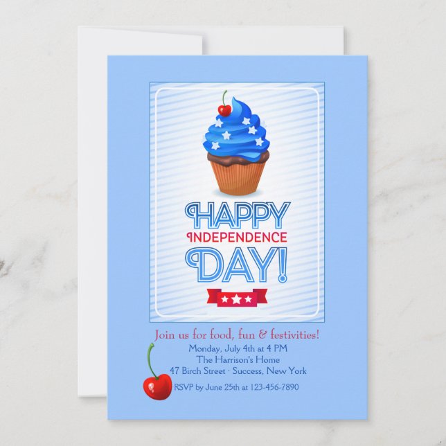 Inbjudan till lycklig Independence day (Framsida)