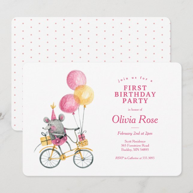 Inbjudan till lycklig på födelsedagen (Fram/baksida)