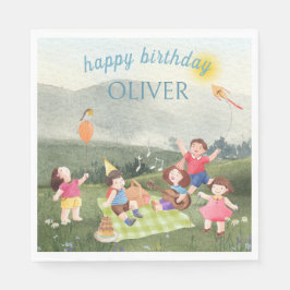 Inbjudan till lycklig Picnic Editable Birthday Kid Pappersservett