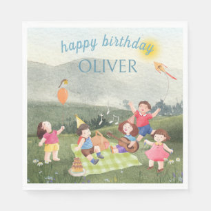 Inbjudan till lycklig Picnic Editable Birthday Kid Pappersservett