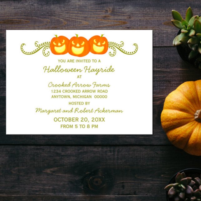 Inbjudan till Lycklig Pumpkin Swirls Halloween fes (Happy Pumpkin Swirls Halloween Party Invitation)