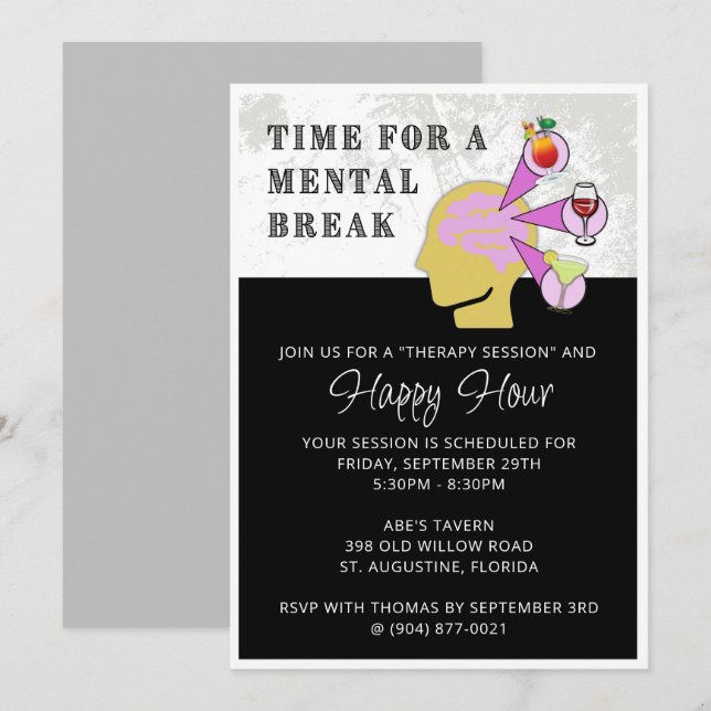 Inbjudan till lycklig-timmen | Psykisk brytning (Fram/baksida)