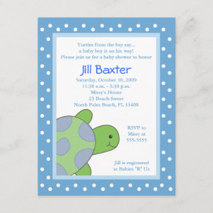 Inbjudan till Lycklig Turtle Blue Baby Shower