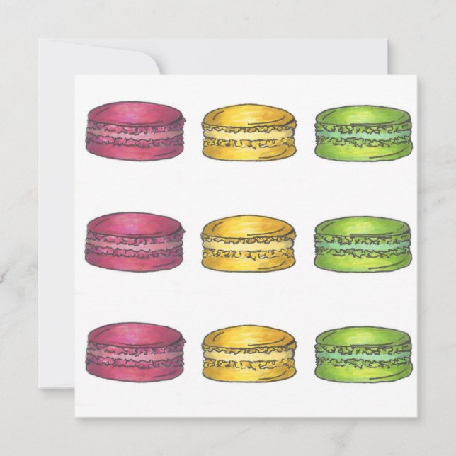 Inbjudan till Macaron-cookie med flera färger (Framsida)