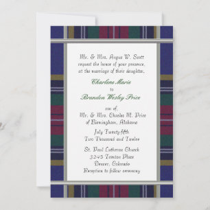 Inbjudan till MacBeth Tartan Plades-bröllop