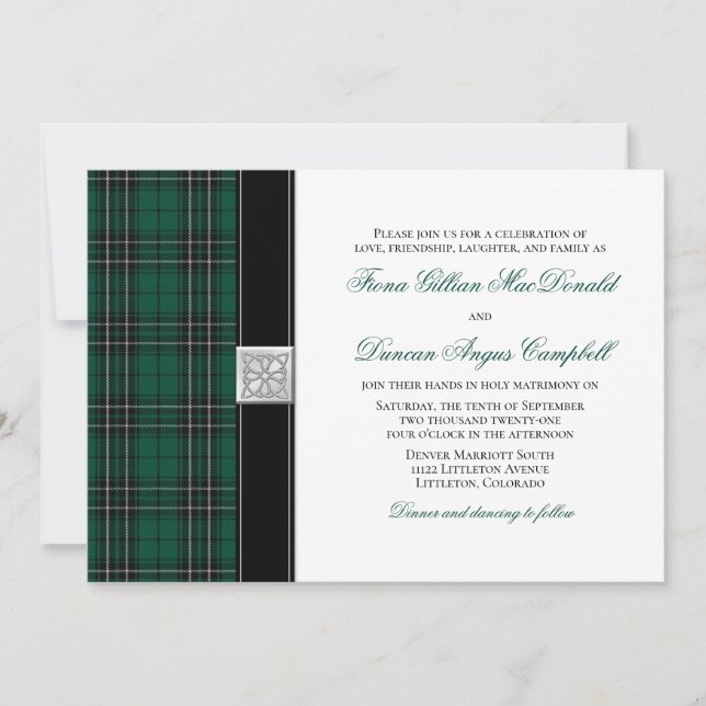 Inbjudan till MacLean Modern Hunting Tartan Weddin (Framsida)