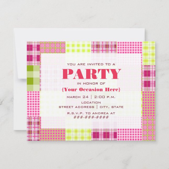 Inbjudan till Madras Inspired Plaid Patchwork Part (Framsida)