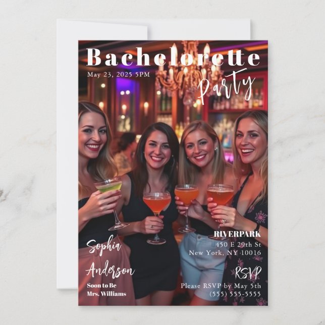 Inbjudan till Magazine Cover Bachelorette (Framsida)