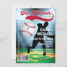 Inbjudan till Magazine Cover Baseball Pub Mitzvah