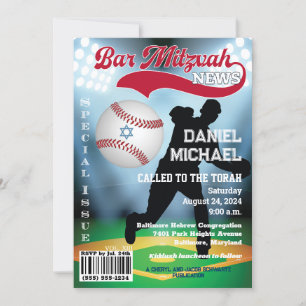 Inbjudan till Magazine Cover Baseball Pub Mitzvah