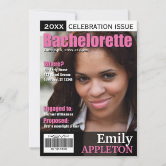 Inbjudan till Magazine Cover Fuchsia Bachelorette
